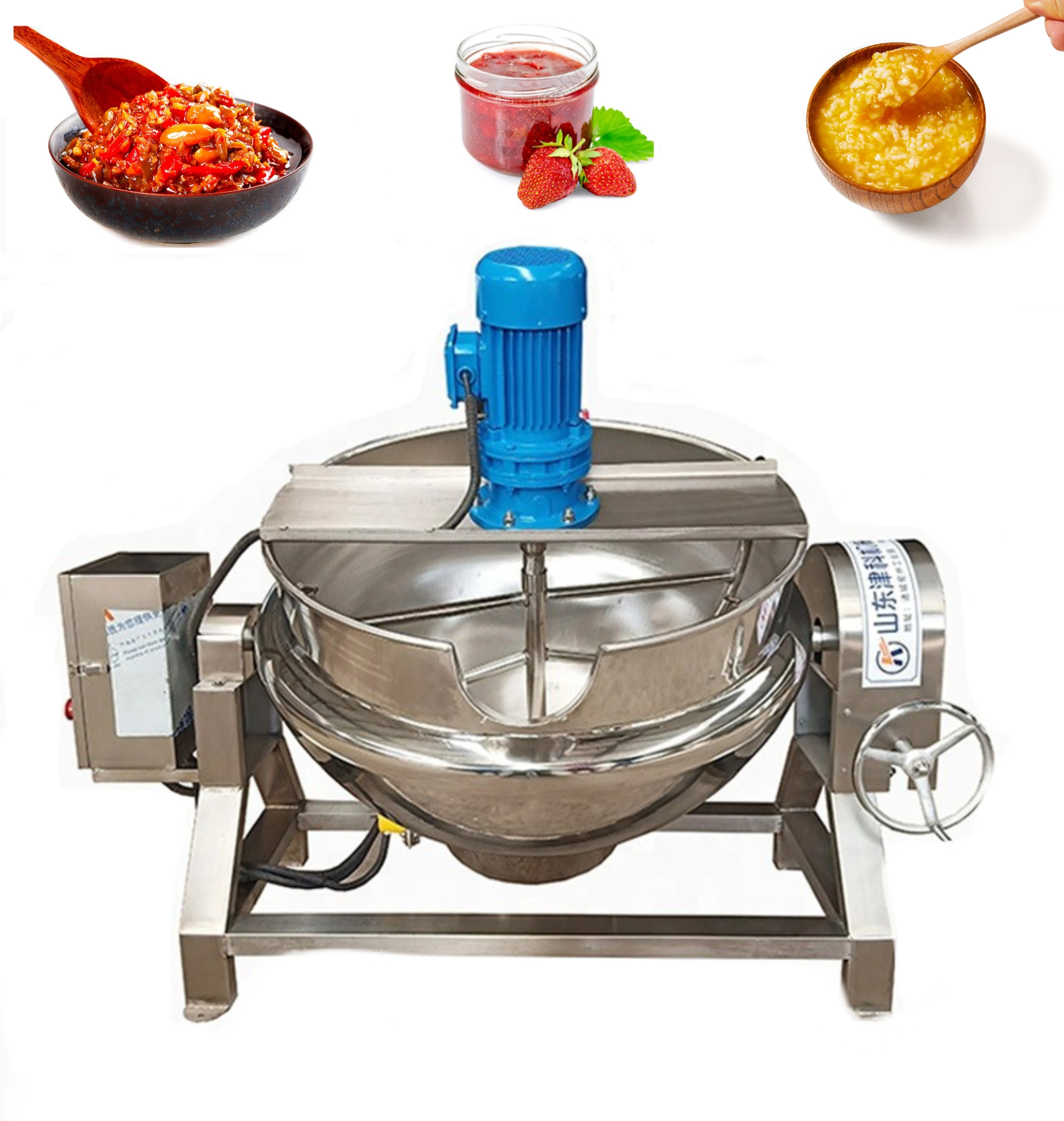 

Mixer Tilting Gummy Candy Automation Cooking Double Electric Heating Jacket Kettle Sugar Melting Machine With Mixer