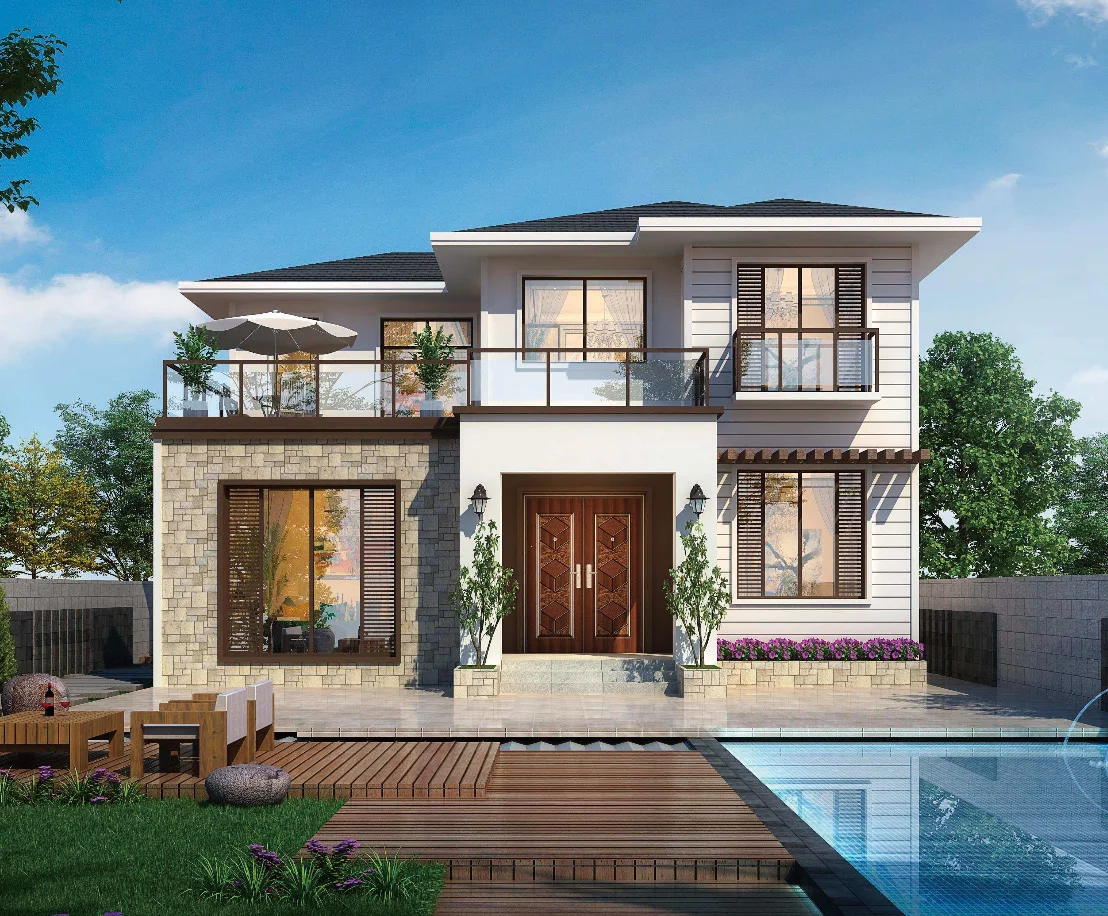2 Storey 4 Bedroom Prefabricated Detached Villa Modern Luxury Single Family House