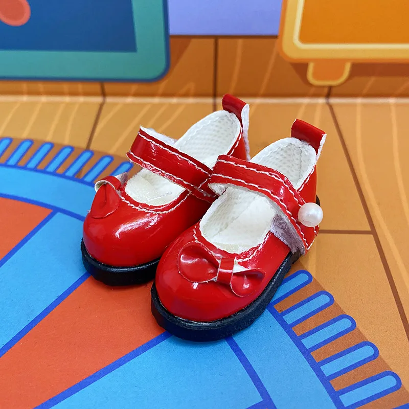 Tilda 5cm 1/6 PU Leather Shoes for BJD SD Dollfie Dolls Costome Dolls Accessories Gifts Presents Summer Puppet Red Shoes