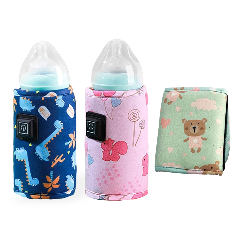 

USB Cartoon Baby Bottle Warmer Adjustable Milk Water Heat Cover Camping
