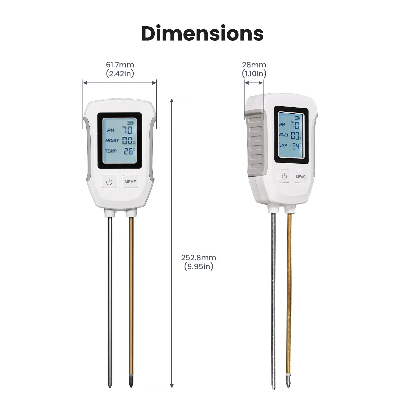 MOES-3 em 1 Solo PH Detector Tester, tela LCD, termômetro, temperatura, medidor de umidade, jardinagem, flor, vasos, plantio