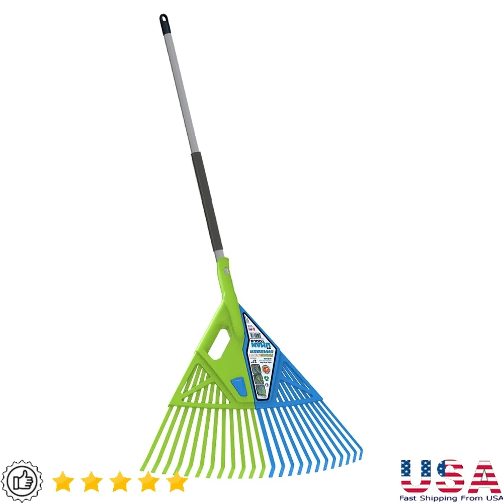 

3 in 1 Telescopic Lawn Rake and Grabber with Adjustable Handle Yard Cleanup and Leaf Collection Durable Ribbed Fingers
