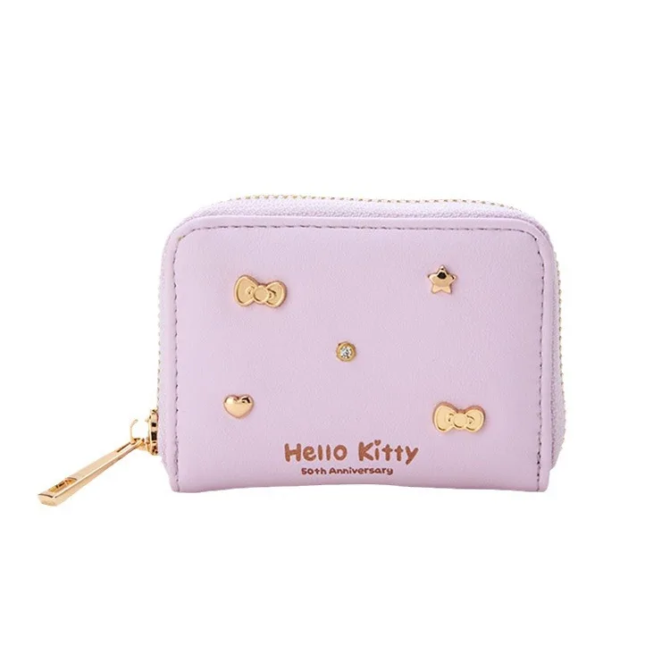 Sanrio KT Cinnamoroll Kuromi Mymelody Cartoon PU Coin Purse kawaii Anime Wallet Short Zipper Business Card Holder Money Bag