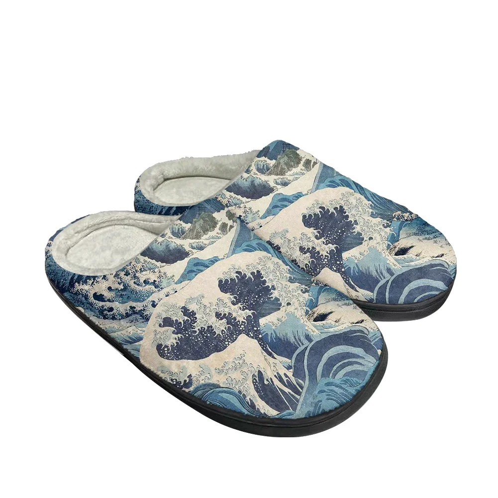 Hot Great Wave Home Cotton Custom Slippers Mens Womens Latest Sandals Bedroom Plush Indoor Keep Warm Shoes Cool Thermal Slipper