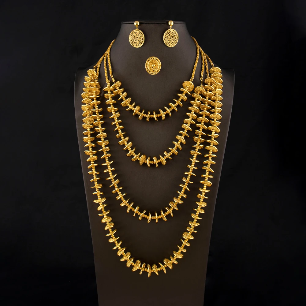 Dubai Vergoldete Halskette Ohrringe Ring Damen Hochwertige Luxus-Schmuckstücke Kubanische Halskette Designer Herren Damen Schmuckset Geschenk