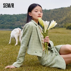 Semir Blazer Women Short Love Casual Suit 2022 Autumn New Texture Suit Sweet And Cool Style Women