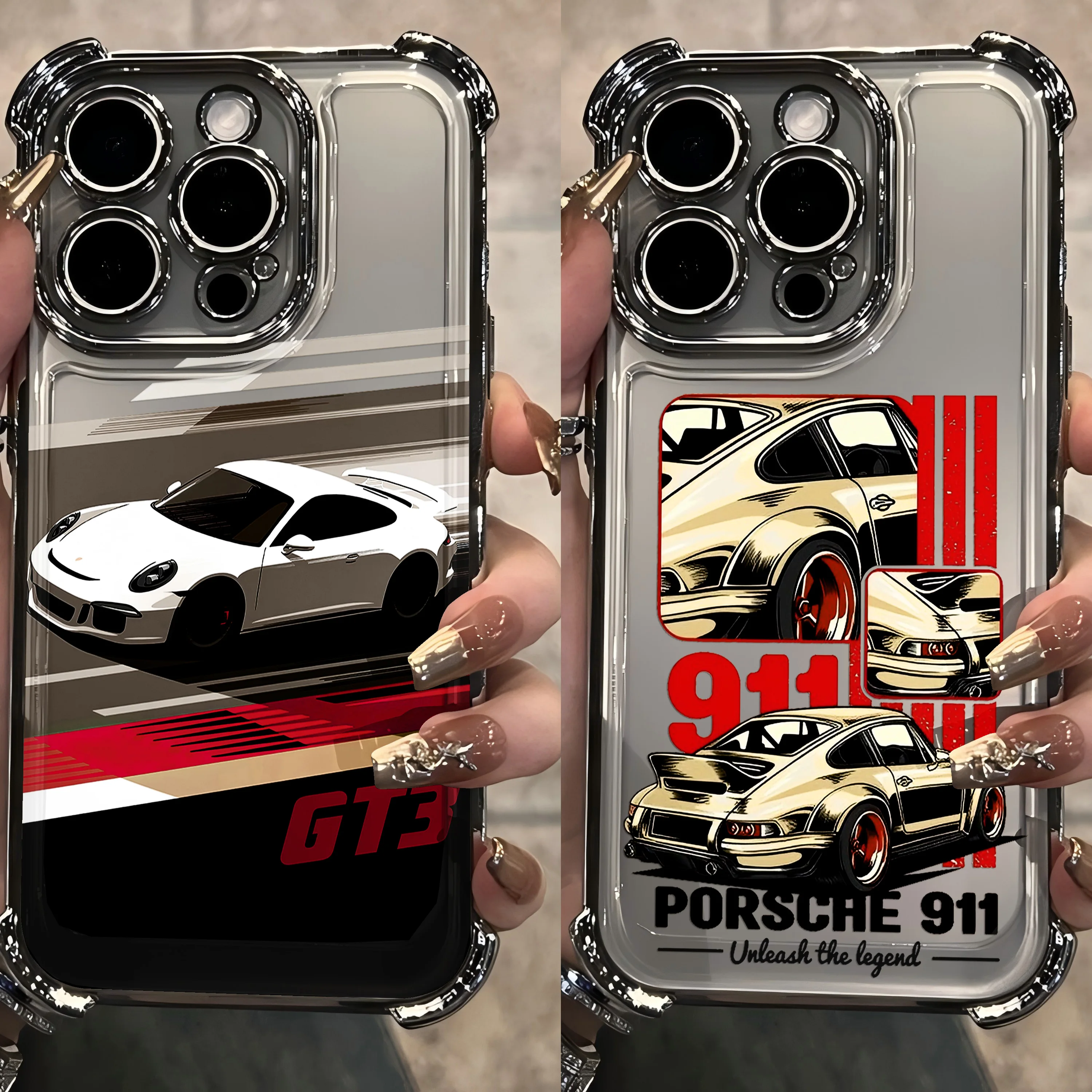 Sports GT3-RS Plating Phone Case For Samsung S25 S24 S23 S22 S21 S20 FE Note20 Plus Ultra 4G 5G Anti Fall-Supercar-911-Airbag