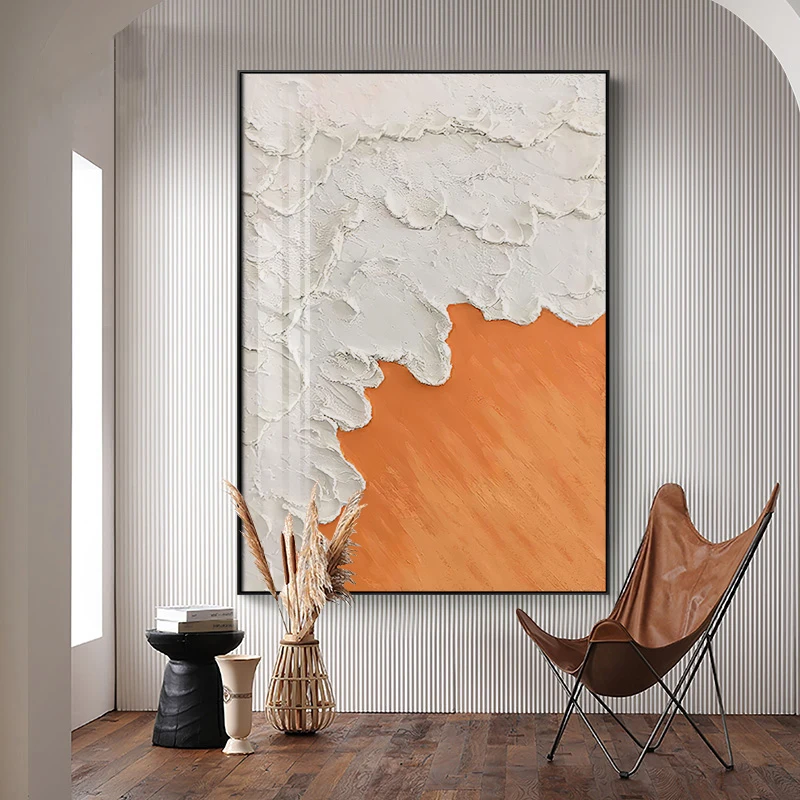 Abstract Green Forest Oil Painting Printed on Canvas Orange Texture Posters and Prints for Living Room Decor Scandinavia Cuadros