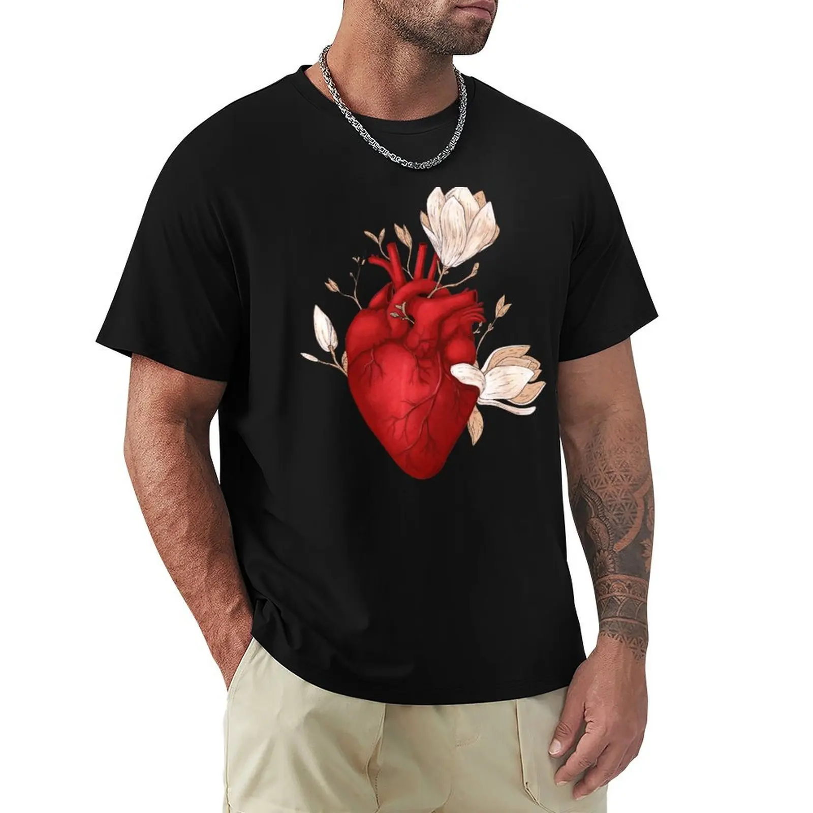 

Magnolia growing from heart T-Shirt custom t shirt designer shirts shirts graphic cute tops T-shirt men
