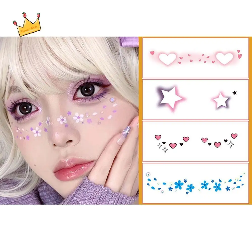 

Наклейки-татуировки для лица без раздражения, одноразовые, устойчивые к поту, декоративные наклейки, водонепроницаемые, экологически временные, наклейки для татуировок