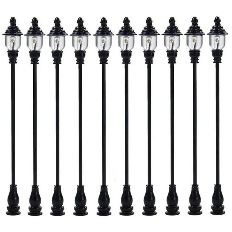 10pcs 1:87/100/150 Ho Scale Street Light Railway Layout Scenery LED Lamp Scenery Garden Street Miniature Scale Lamppost