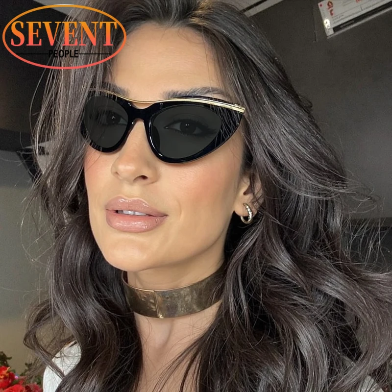 

Trendy Sexy Cat Eye Small Frame Sunglasses Women 2025 Luxury Brand Fashion Metal Outdoor Punk Sun Glasses Classic Cateye Shades