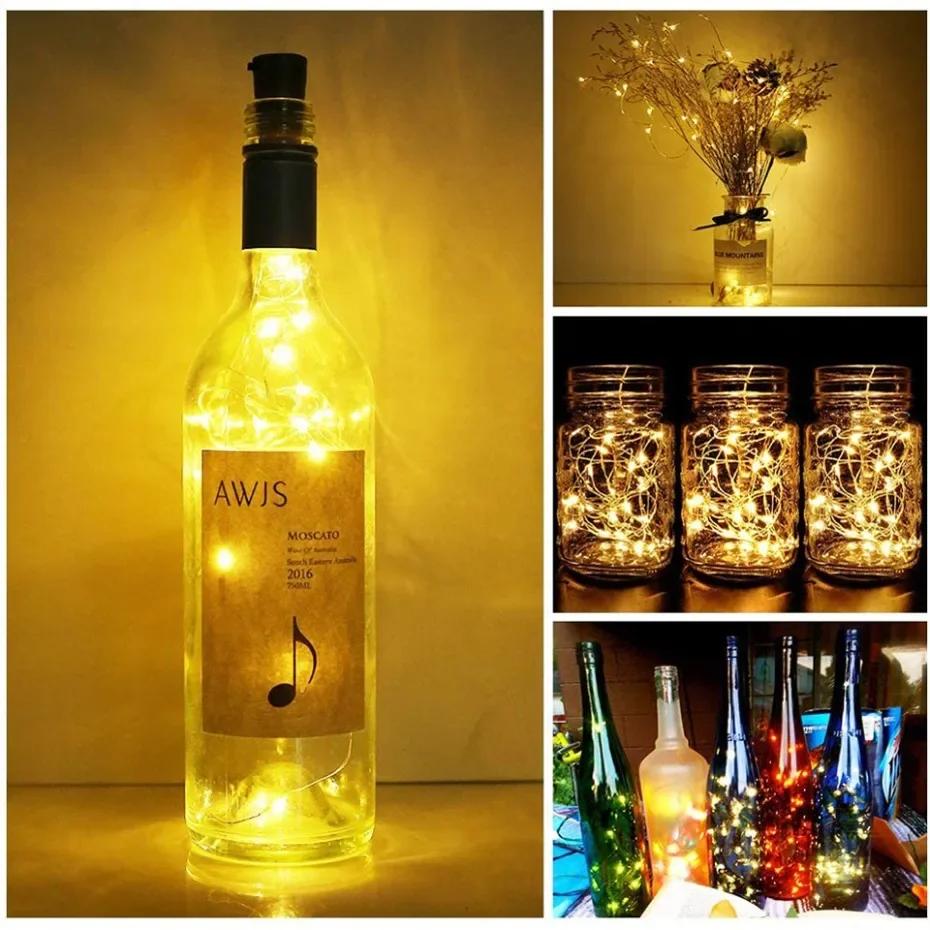 Luci a LED per bottiglie di vino con sughero 1-3M luci a LED in sughero fata Mini String Light per bottiglie di liquore artigianato decorazione di nozze per feste