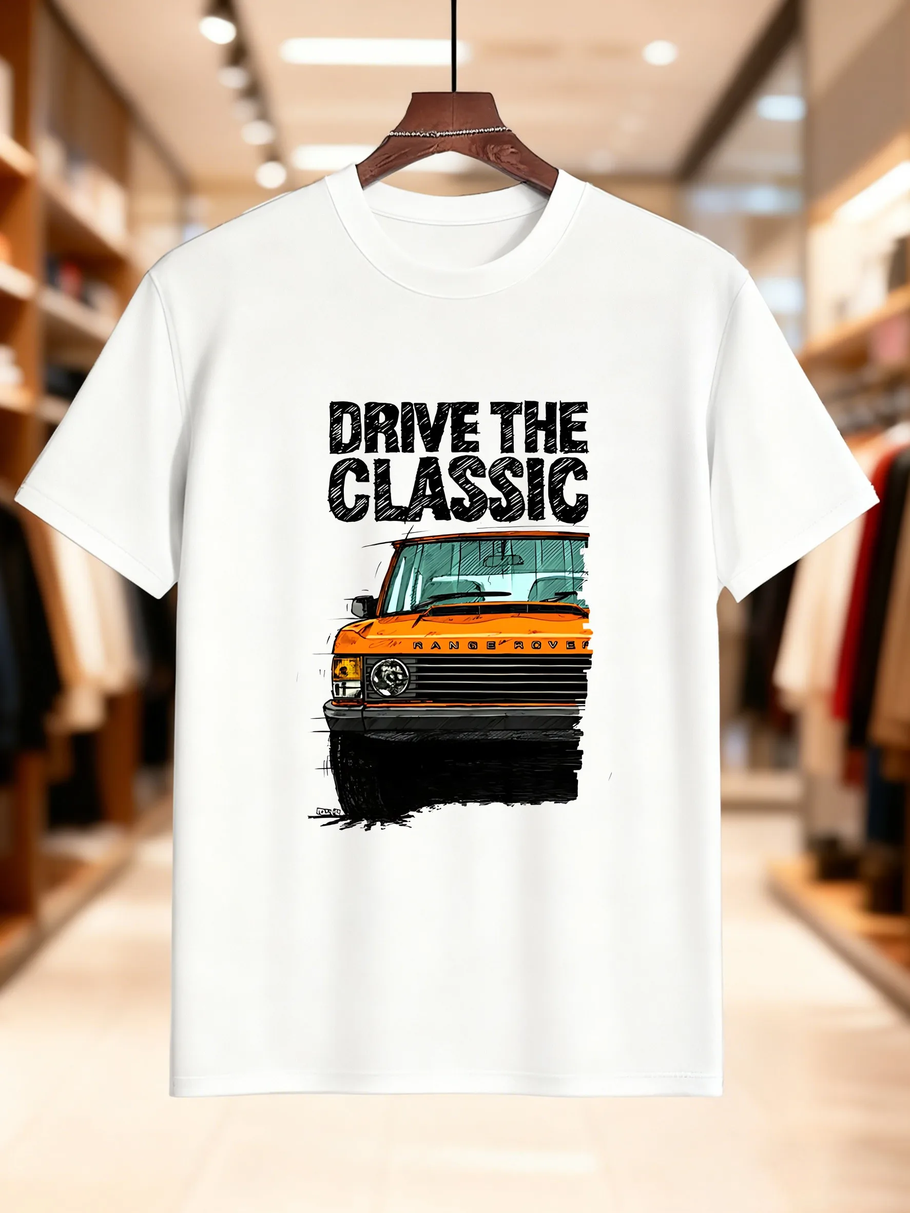 جديد وصول أزياء الرجال القطن المطبوعة تي شيرت أنيق البرتقال تصميم السيارة تنفس لينة عارضة الراحة صالح للارتداء اليومي Tre #4