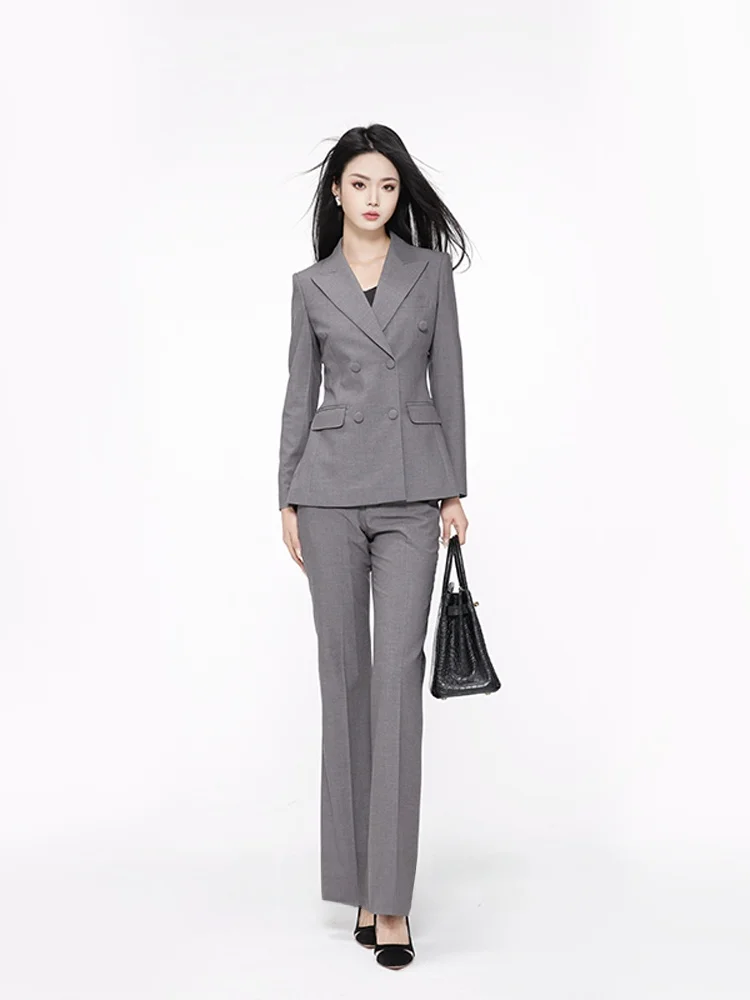 

ay Wool Flared Pants Suit Set for Women Universi Profional Interview Commuting Formal Ocns High-End Sensation
