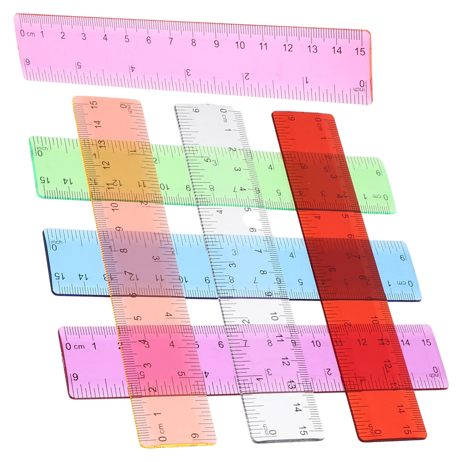 14 Pcs Ruler Measuring Kit Colored Transparent Drawing Straight Student Kids for School