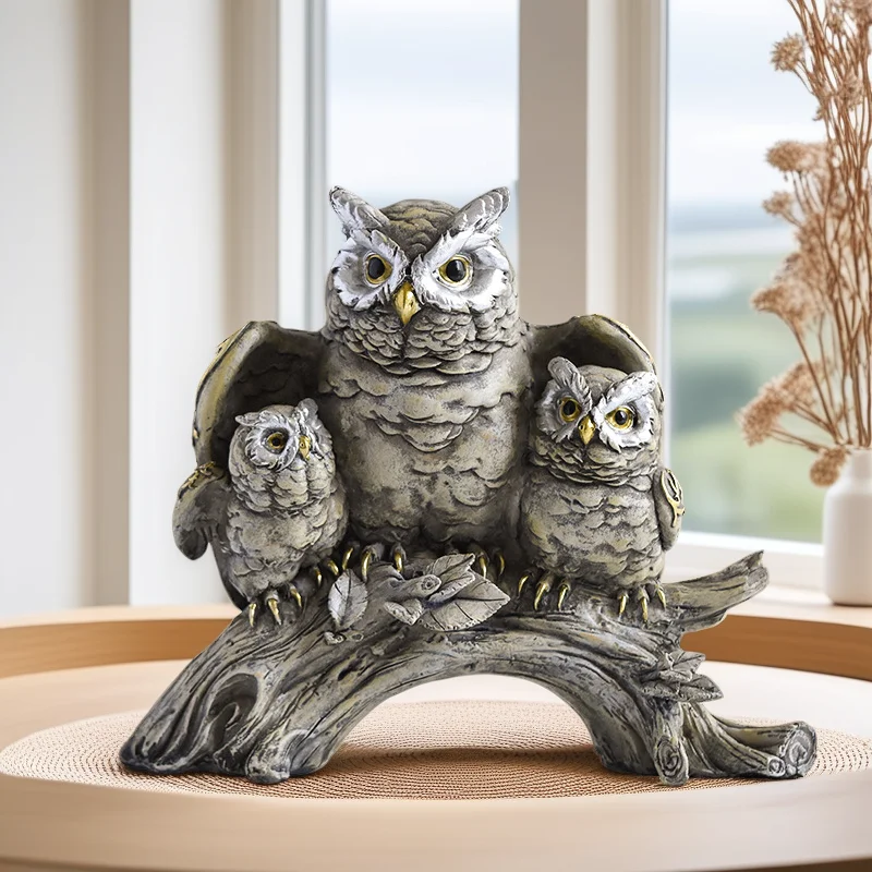 

American Owl Statue Resin Craft Decoration Creative Home Decor Figurine Tabletop Living Room Soft Furnishing Scalpture Ornament