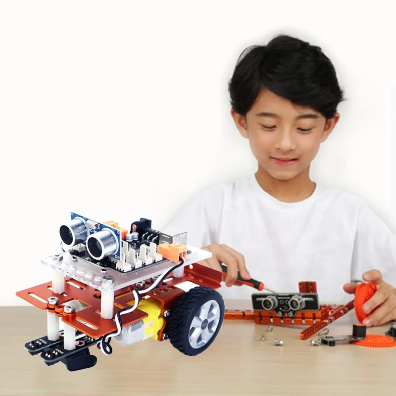Student DIY STEM Coding Programmable Car Robot Kit Educational Equipment Learning Starter Kit with ESP32 for Kids School