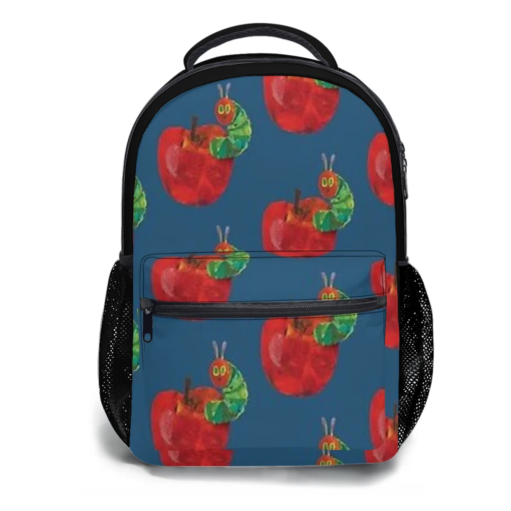 Mochila escolar The Very Hungry Caterpillar Apple para niños, mochila de estudiante de gran capacidad, mochila de estudiante de secundaria de dibujos animados, 17 pulgadas