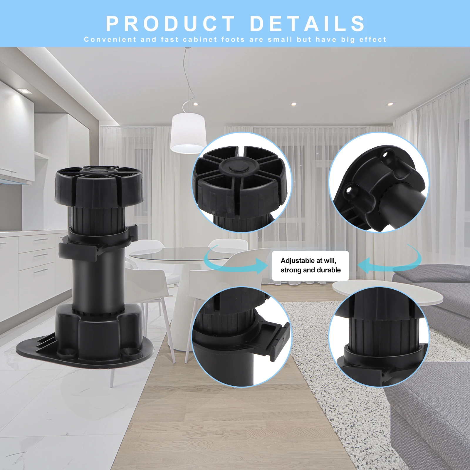 

Plastic Cabinet Feet Sofa Furniture Support Legs Height Adjustable 360 Degree Thread Durable Thickened Base Higher Market