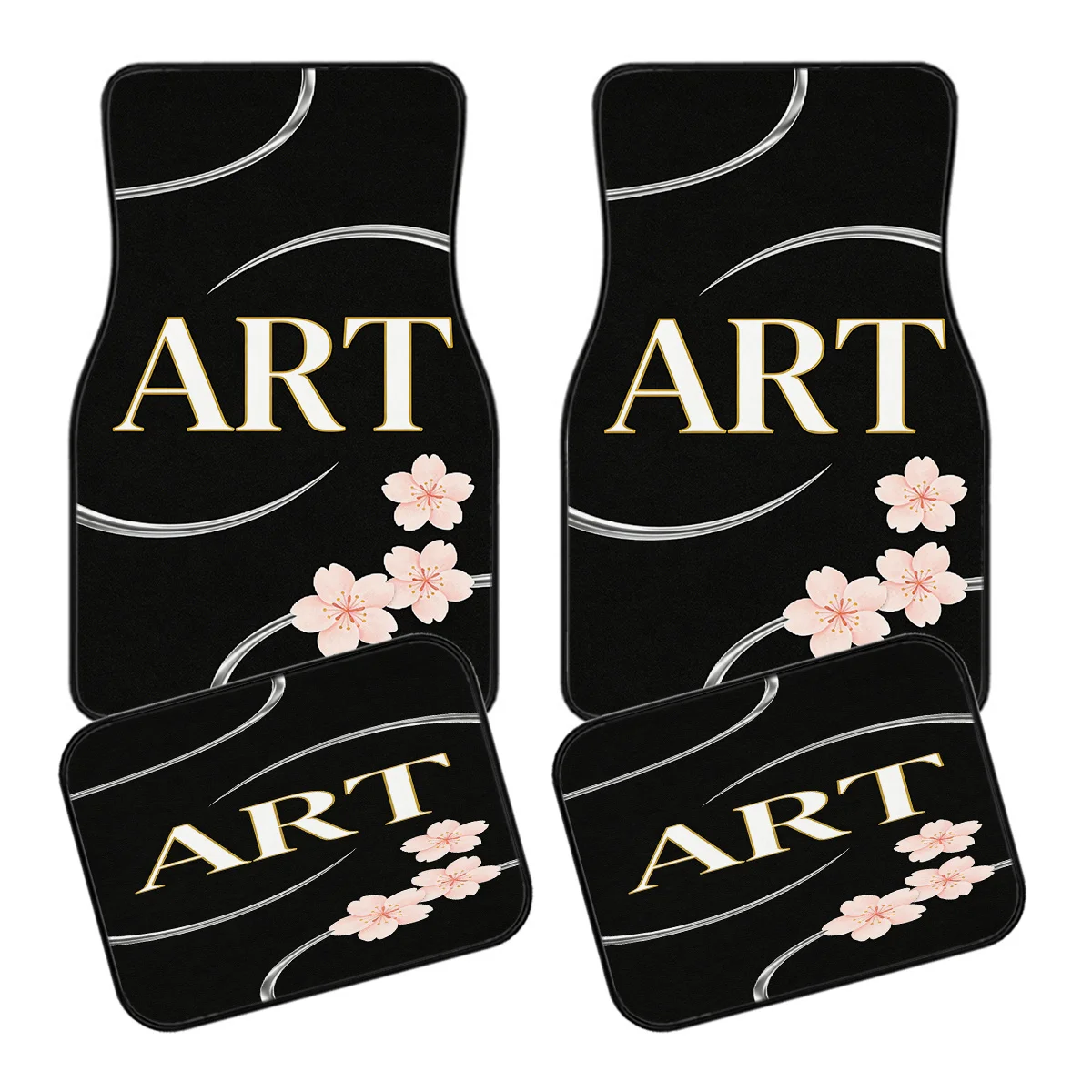 4pcs Car Floor Mats With Exquisite Artistic Floral Patterns And Iconic ...