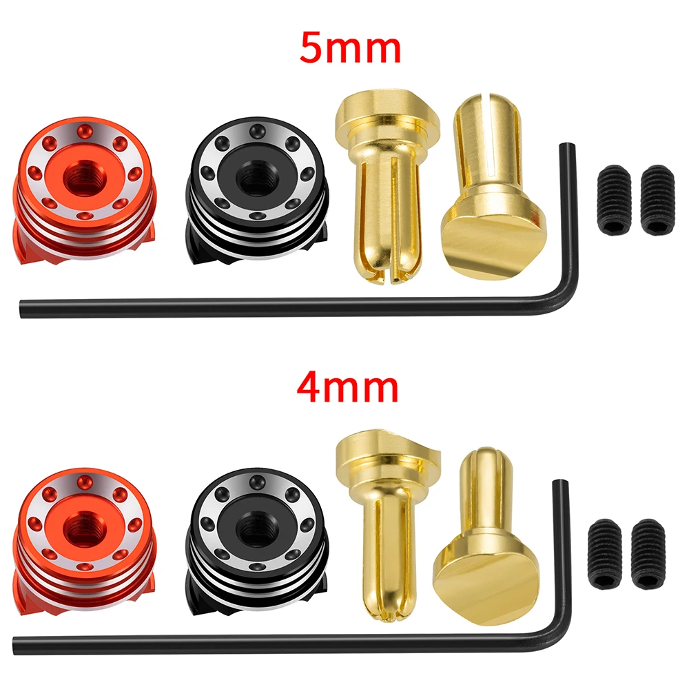 YEAHRUN 5Pair Banana Plugs Connectors 4/5mm Heatsink Bullet Grips for RC Lipo Battery RC Drone Airplane Model Car Tools
