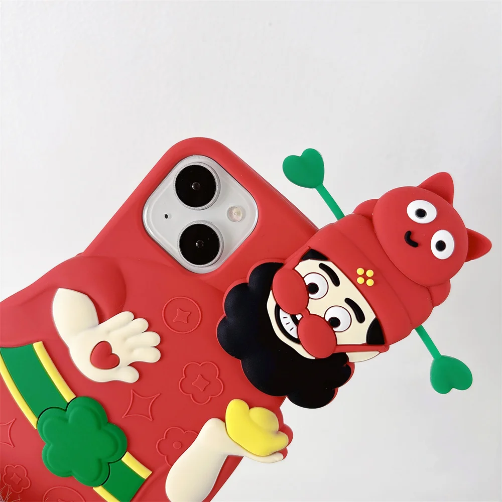 Good Luck China God of wealth lord Soft Silicone  Phone Case For iPhone 16 15 Pro Max 14 13 12 11 Creative Shockproof Soft Cover