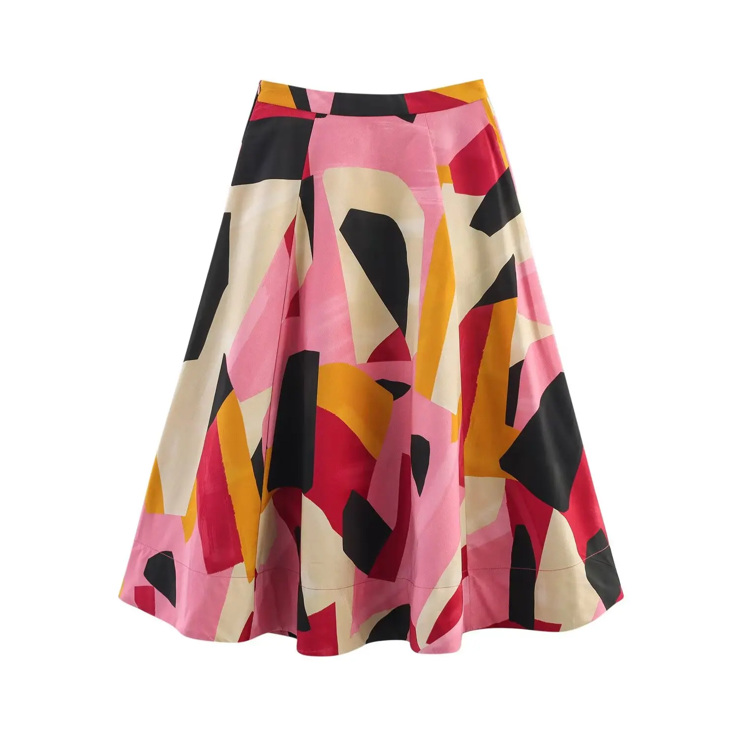 2025 nuova estate abbigliamento donna moda temperamento semplice versatile stampato drappeggiato gonna midi a vita alta