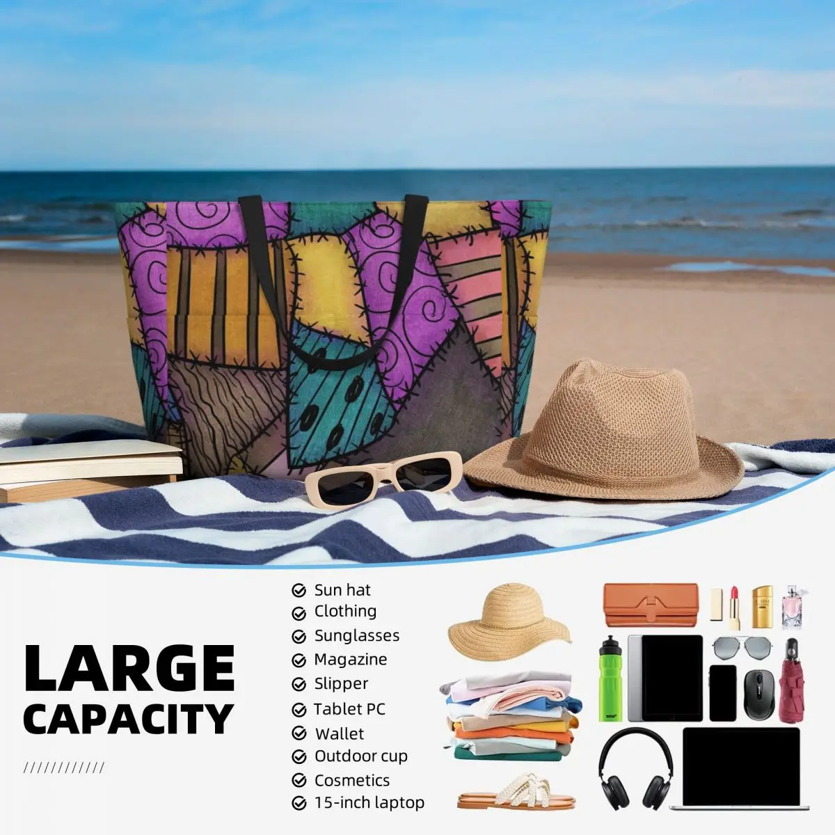 Large travel bag, waterproof beach bag, Stitch Pool, gym tote or camping bag