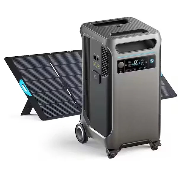 Portable generator power station with 400 watt solar panels