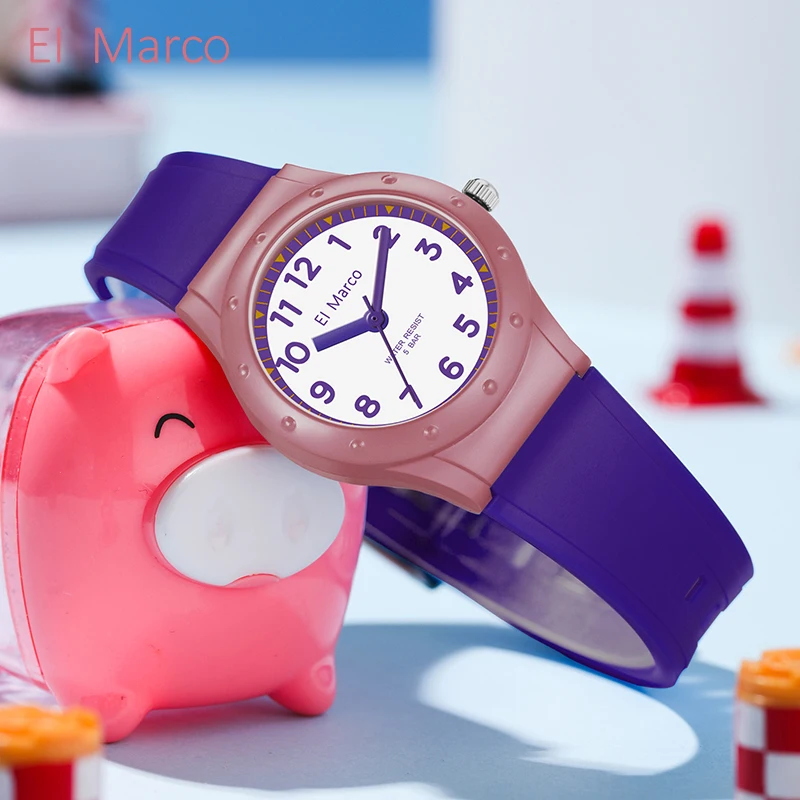 ساعة El Marco 3703 الإلكترونية الملونة للأطفال - مقاومة للماء العميق، مقاومة للصدمات، مقاومة للسقوط، ساعة كوارتز متعددة الاستخدامات للطلاب
