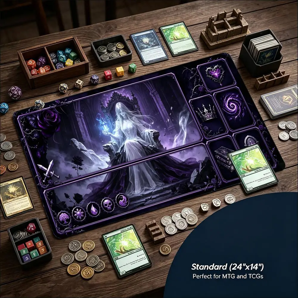 Purple Witch Moonlit Forest Glowing Orb Bat Rose XXL Gaming Mouse Pad Non Slip Rubber Base Large Desk Mat for Gothic LoverGamers