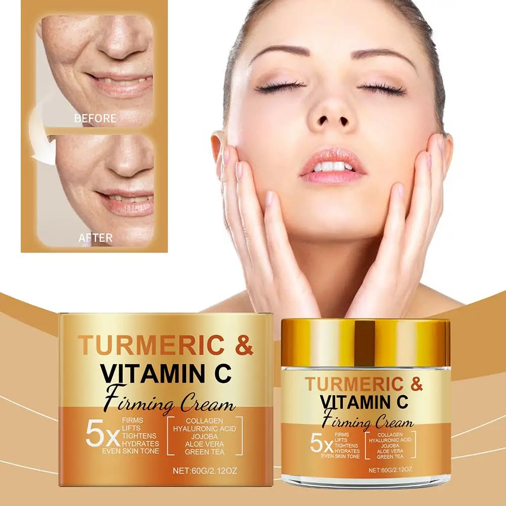 

Turmeric Vitamin C Face Cream Smooth Wrinkle Moisturizing Skincare Collagen Whitening Lightening Firming Repairing Cream Sm O7V7