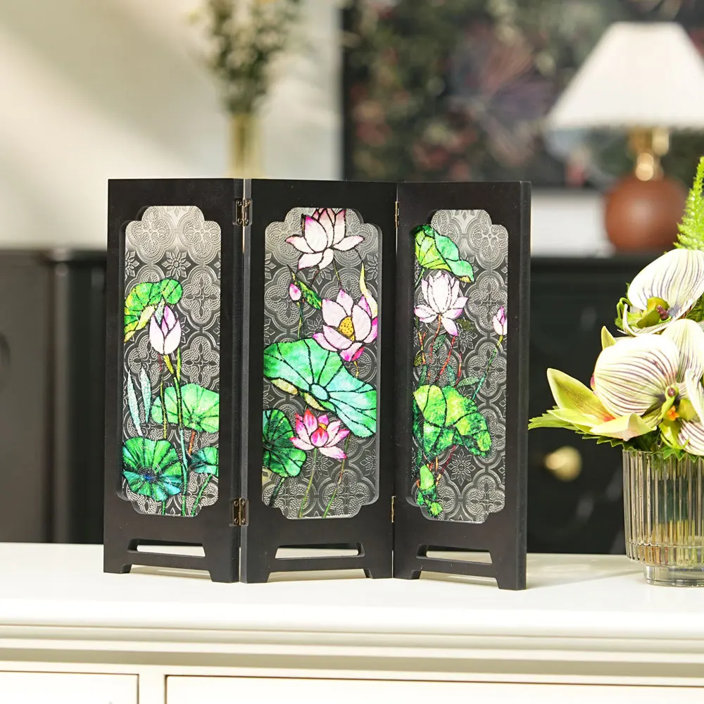 Imitation Embossed Glass Foldable Screen Ornaments. Classical Desktop Creative Table Decorations, Wine Cabinet TV Cabinet Decor