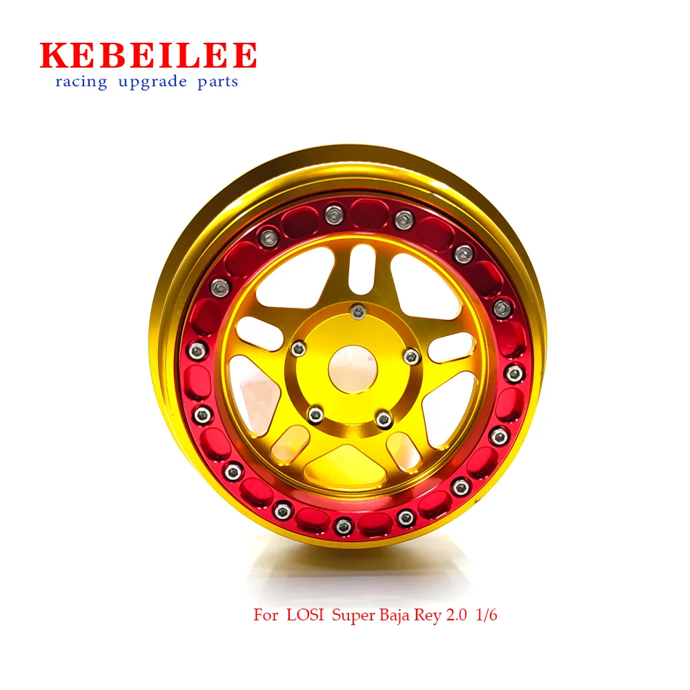 KEBEILEE CNC อลูมิเนียมลูกปัดล็อคล้อสําหรับ LOSI Super Baja Rey 2.0 1/6 1pcs GOLD