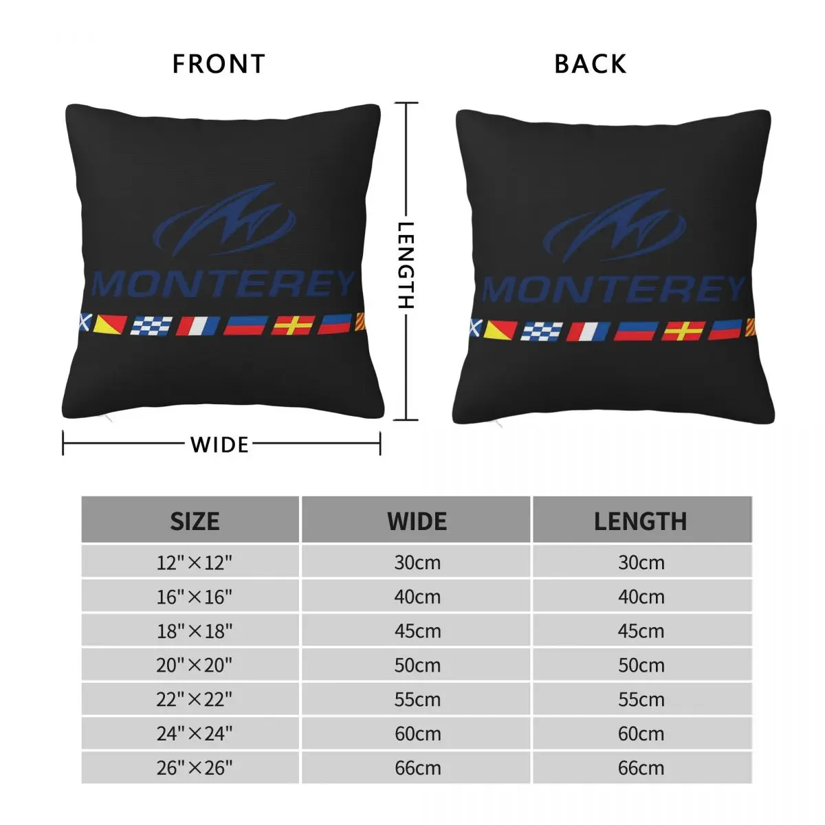 Monterey Boats Blue Logo Square Pillowcase Polyester Linen Velvet Creative Zip Decorative Pillow Case Car Cushion Cover