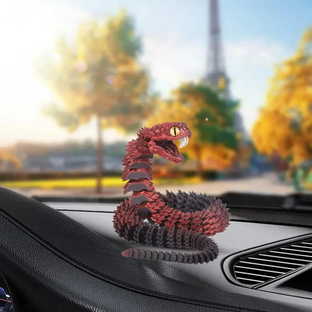 

3d Printed Snake Ornament Articulated Snake Desk Pet 3d Printed Stress-relief Toy with Teeth for Home Office for Collectors