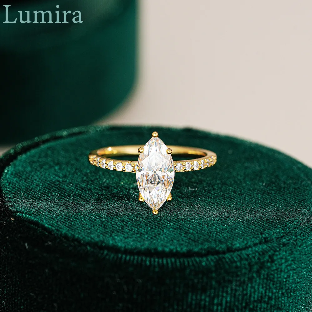 Lumira فريد من نوعه لافتة للنظر ماركيز قص 2ct/3ct مويسانيتي خاتم كلاسيكي الحد الأدنى 18K خاتم الذهب المشاركة غرامة مجوهرات هدايا #1