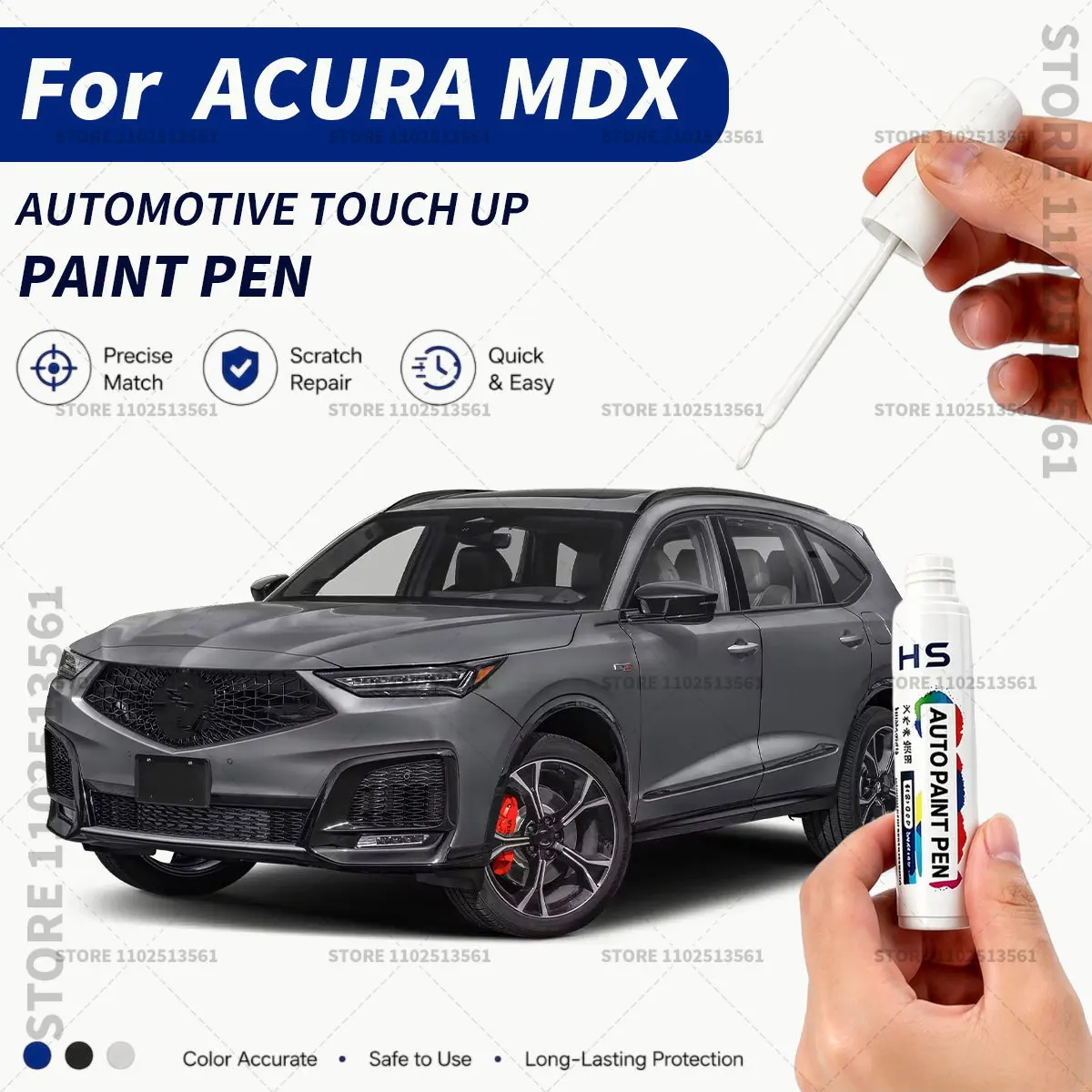 Caneta de retoque automotivo para reparo de arranhões e lascas na pintura para ACURA MDX Platinum White Pearl Apex Blue Performance Red River Blue Grey