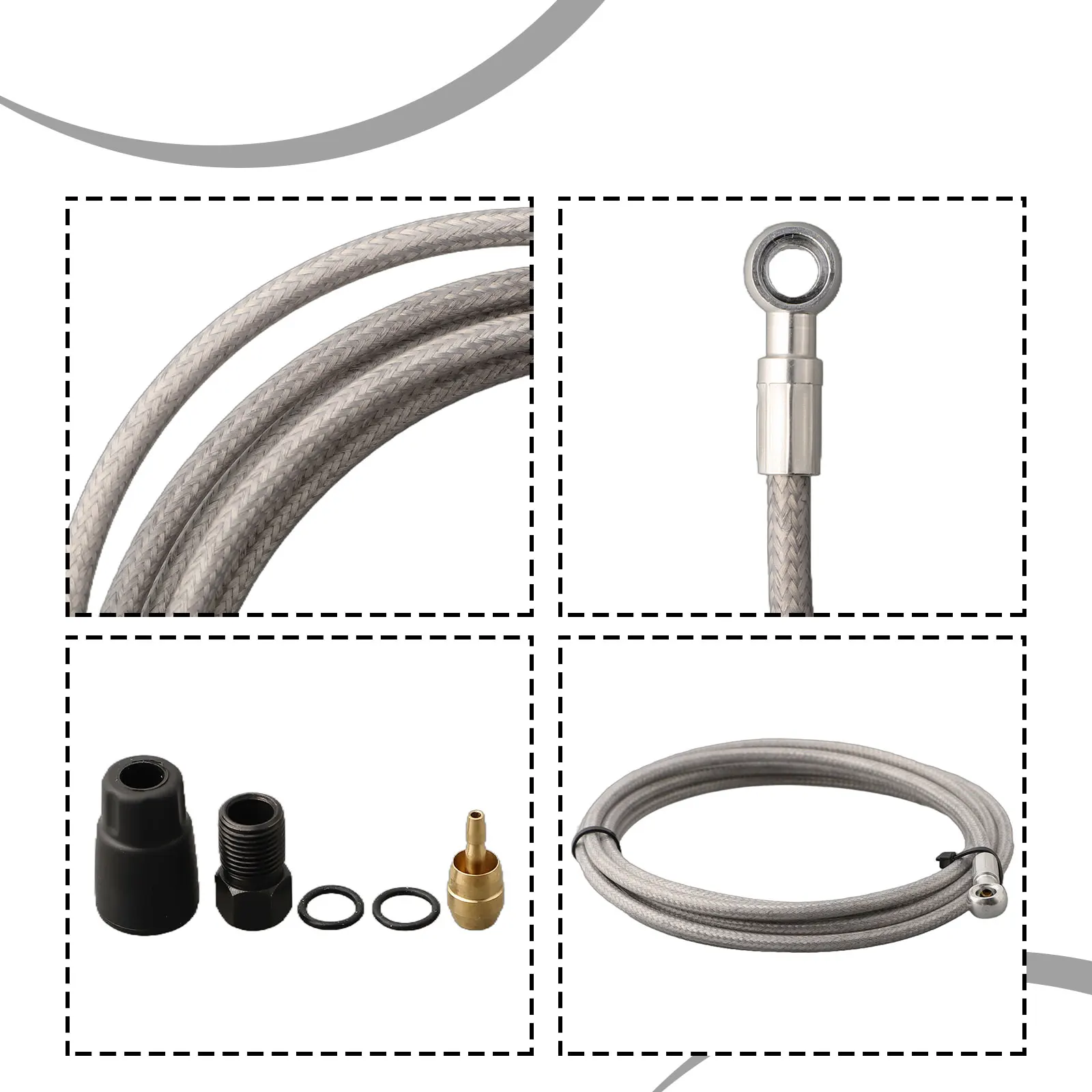 Road Bike Brake System Upgrade For 2m Stainless Steel Hydraulic Hose Kit with Olive Insert and Connecting Hardware