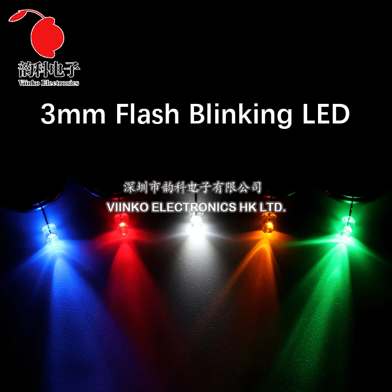 50pcs 3mm White Green Red Blue Yellow Light-Emitting-Diode Automatic Flashing LED Flash Control Blinking 3 mm LED Diode 1.5HZ