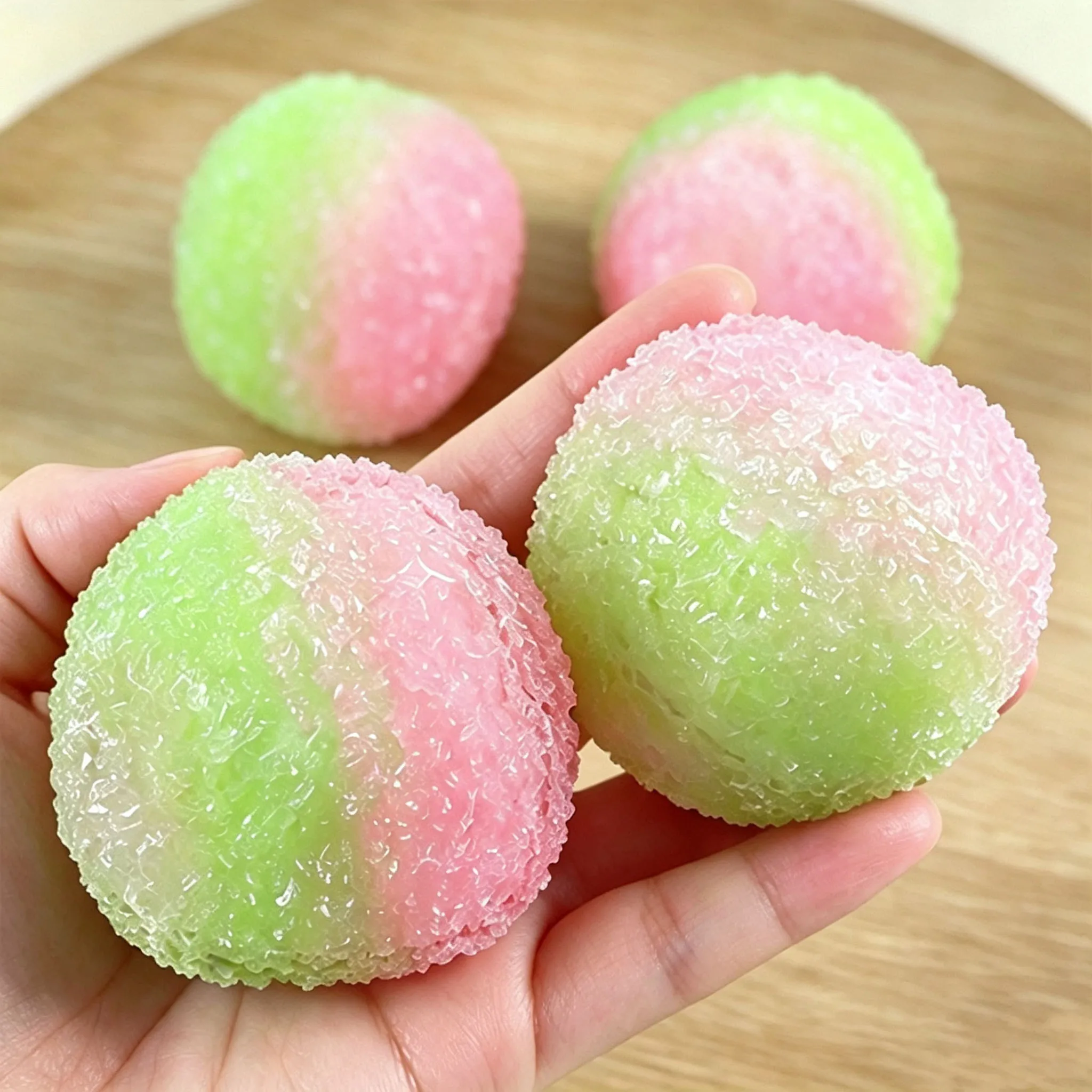 Dual‑Color Waxberry Ice Sand Squeeze Ball No Rebound Handmade Fidget Toy Sand Sound Noise Maker Stress Relief Squishy Toy for An