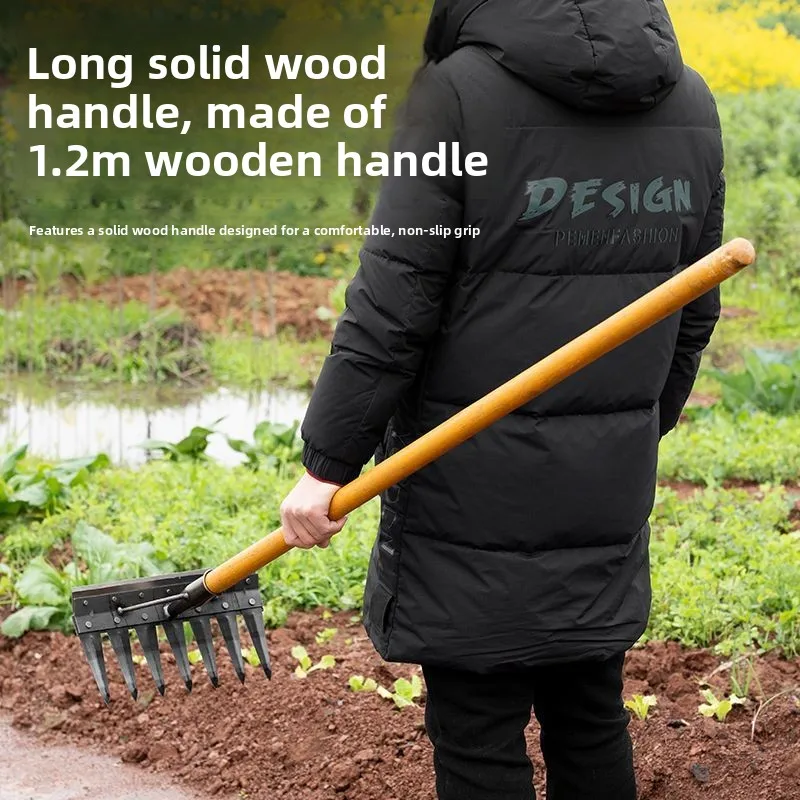 Multifunctional All Steel Double Sided Hoe Garden Weeding Loosening Soil Dual Purpose Rake Hoe