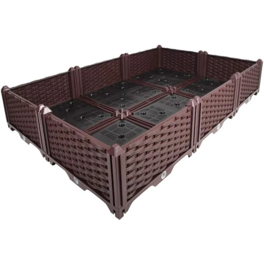 

Rectangular Raised Garden Bed Kit Indoor Outdoor Plastic Planter Grow Box for Fresh Vegetables Herbs Flowers and Succulents Bro