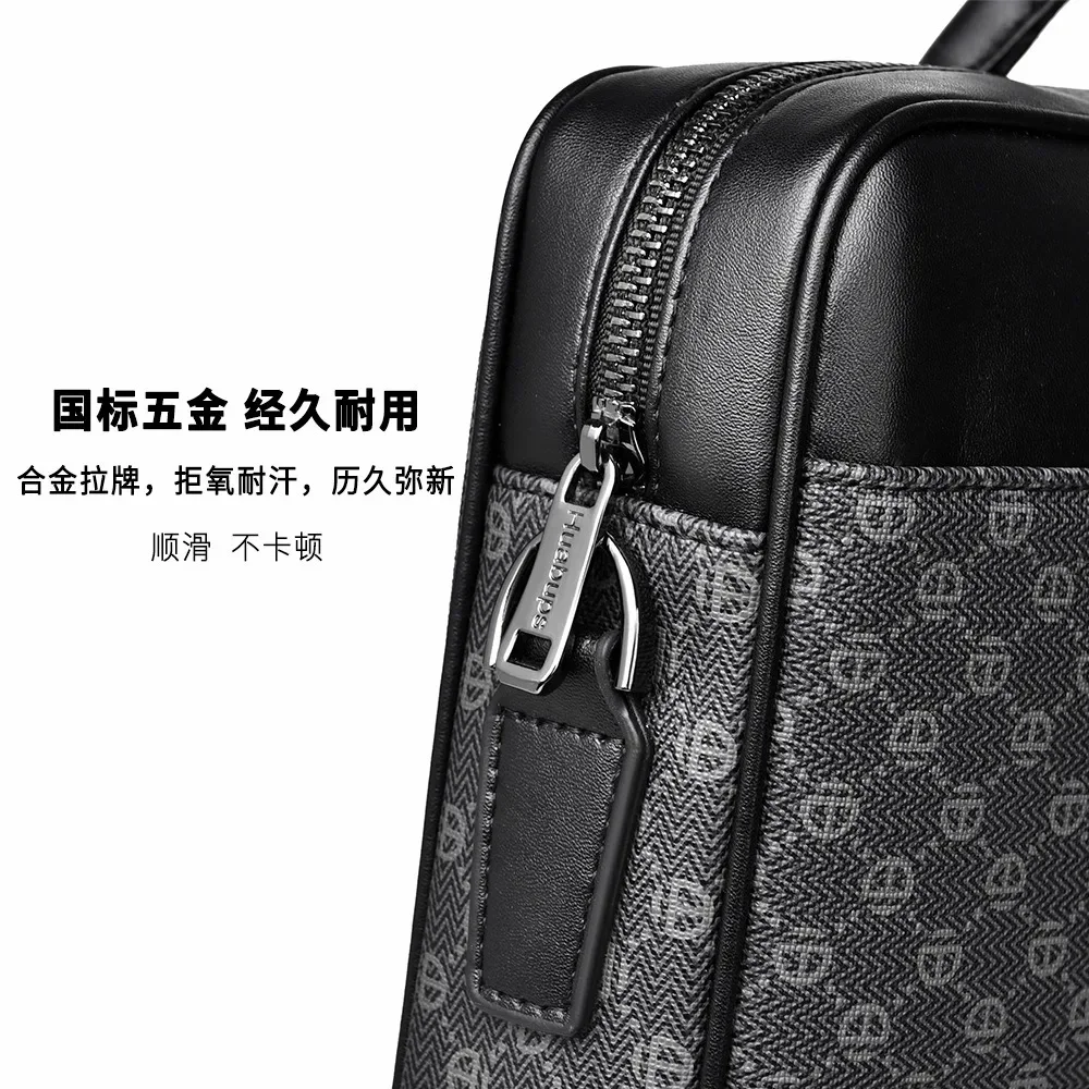 Double Layers Men\'s Leather Business Briefcase Casual Man Shoulder Bag 14inc Messenger Bag Male Laptops Handbags Men Travel Bags