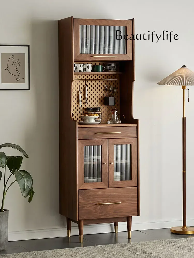 

Black Walnut Japanese Style Solid Wood Sideboard Mid-Ancient Minimalist Nordic Living Room Locker High Cabinet