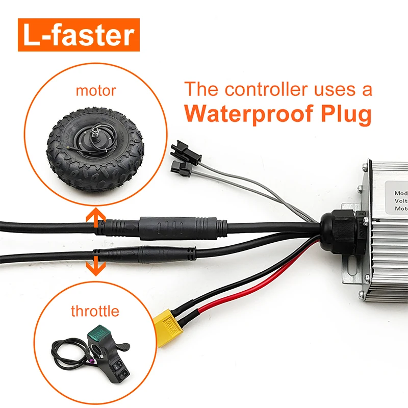 14.5 Inch Tire 350W Brushless Hub Motor Waterproof Plug Controller Kit For Electric Fishing Cart Wheelbarrow