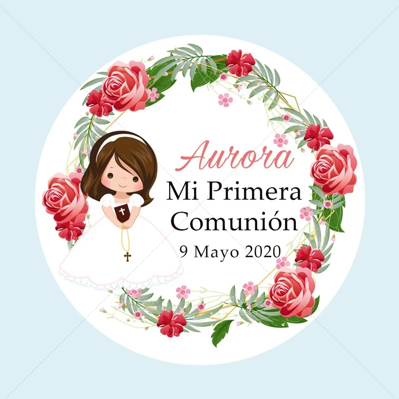 Personalized Baby Baptism Sticker, Custom Stickers for Boys and Girls, My First Communion, 100 PCs, 3-7cm