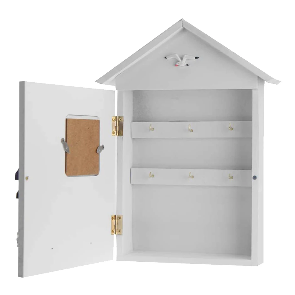 خزانة مفاتيح على طراز البحر الأبيض المتوسط مصنوعة من الخشب على الطراز البحري مثبتة على الحائط وحامل مفاتيح خشبي وخزانة صندوق تخزين