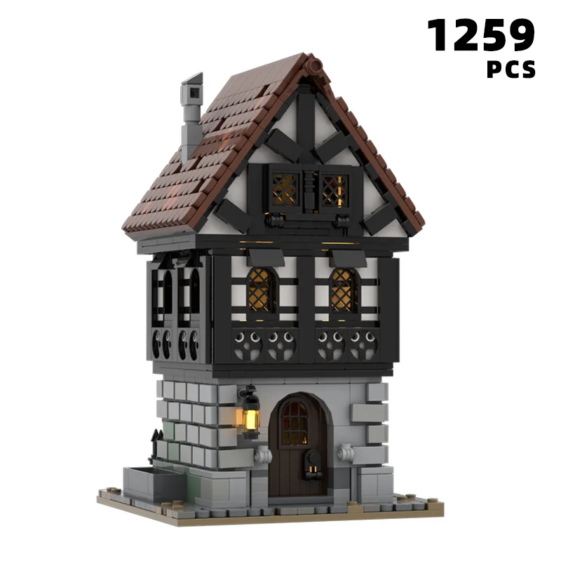 

Building Blocks Set Medieval Townhouse DIY Assembly Bricks Modular Architecture Model Educational Toys Gift Collection
